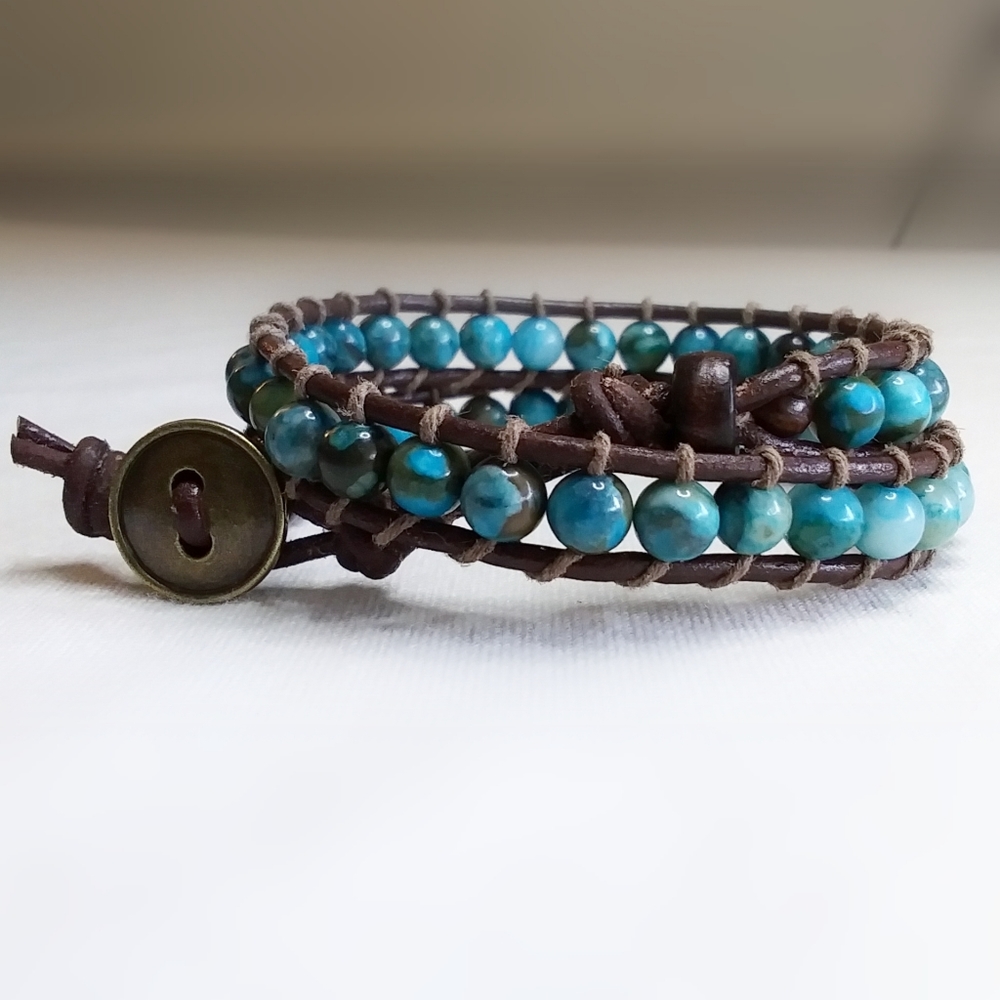 Jasper/Hemp/Leather 2in1 Bracelet/Necklace